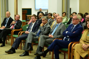 Left to right: US Ambassador to Pakistan David M. Hale; Dean of AKU Medical Colege Dr. Farhat Abbass; US Consul General Brian Heath; and CEO Aga Khan Hans Kedzierski.