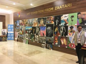 Za'atari Camp's art exhibit at the Laureates and Leaders for Children Summit.