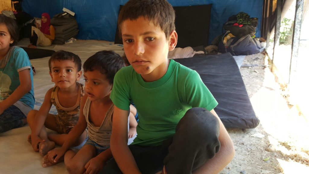 Fayez recoverin in Ain Issa Camp after Blumont invited him and his parents to a hygiene promotion session