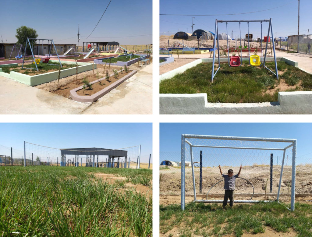 playground gallery - wide shot, swing set, volleyball and soccer nets