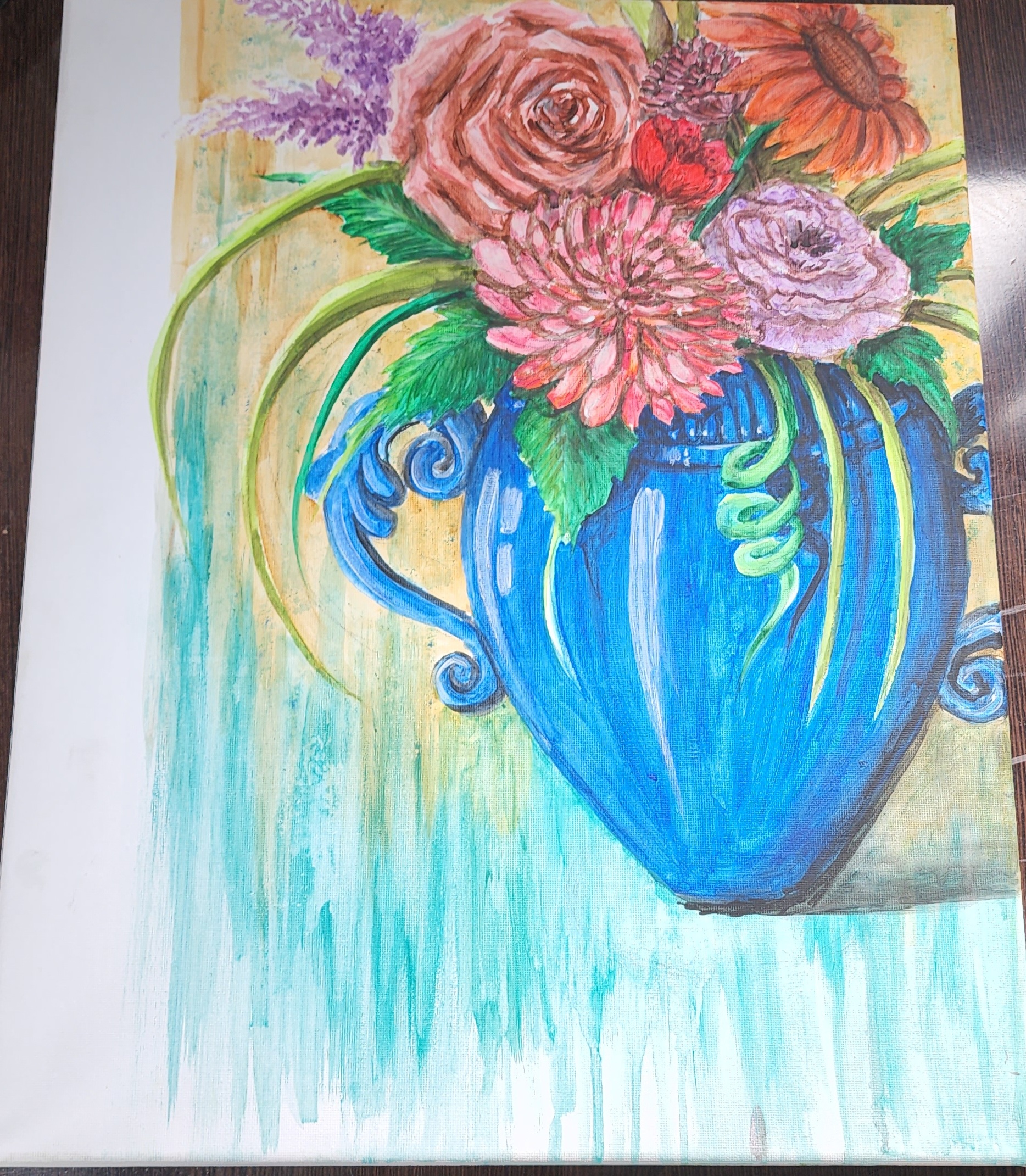 art painting of flowers in a vase