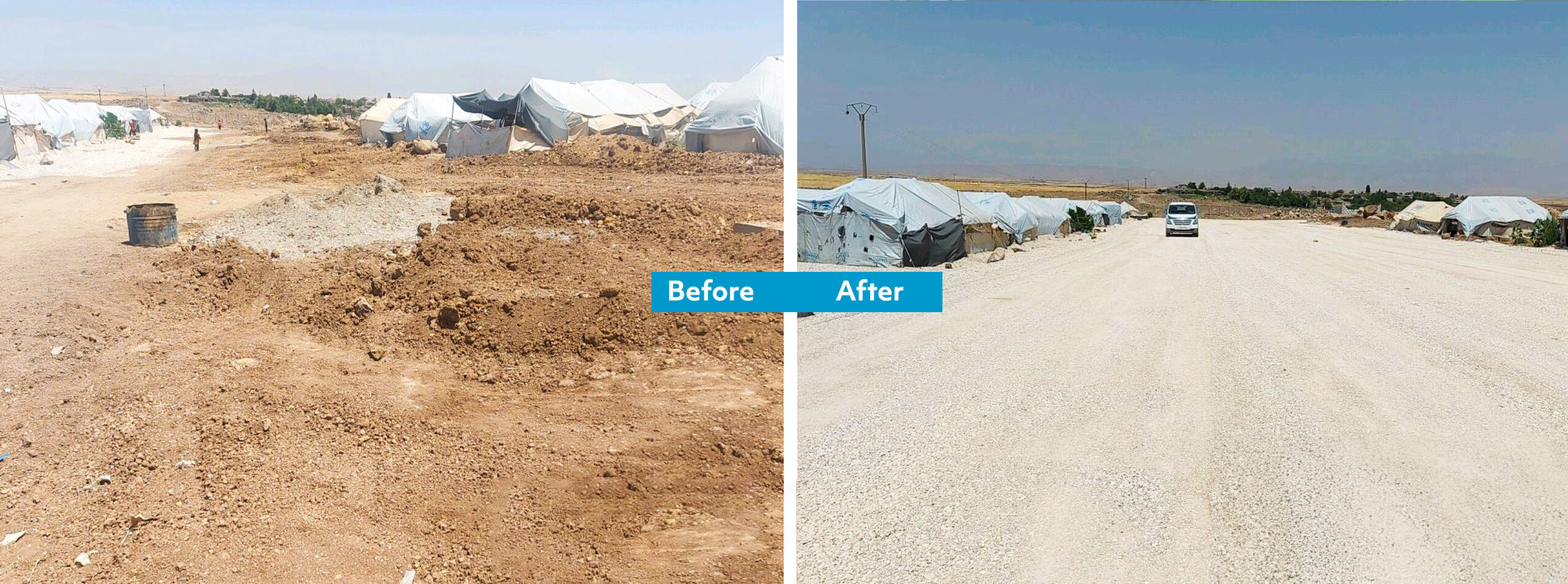 dirt road before and after reconstruction