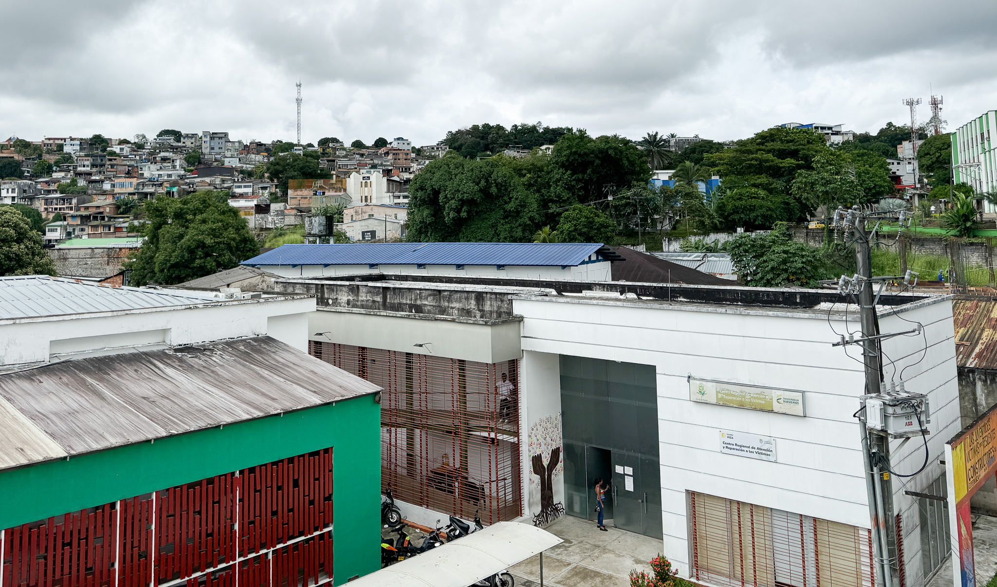 the victims unit center building in Florencia from a high angle