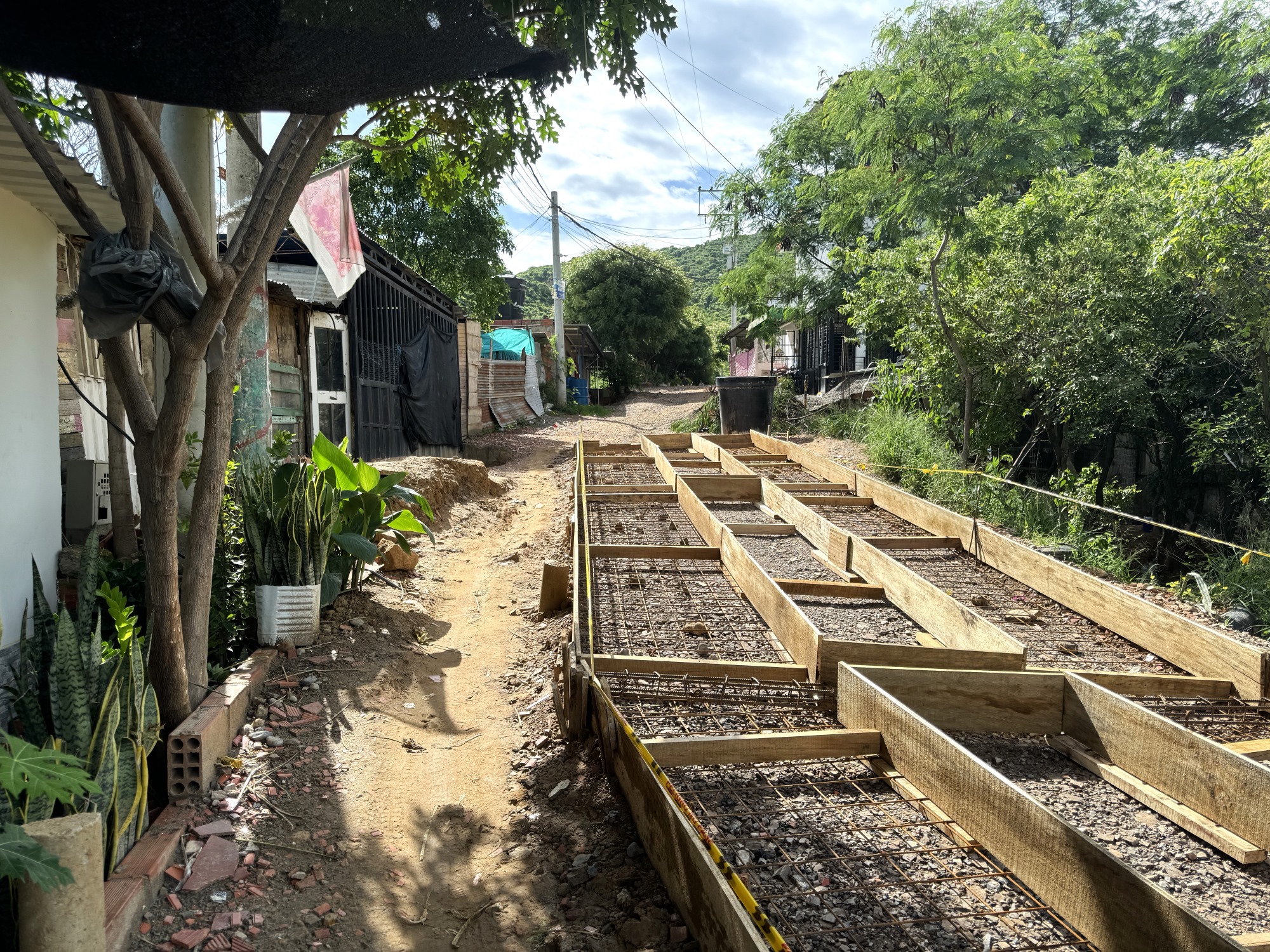 road being built on a hill